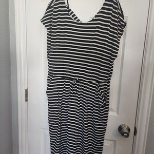 Torrid Black and White Striped Midi Dress